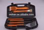 stainless steel bbq tool camping set with plastic case
